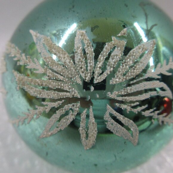 2 Paragon Venetian Dew Stencil Glass Christmas Ornaments Red & Blue Vintage - Picture 8 of 13